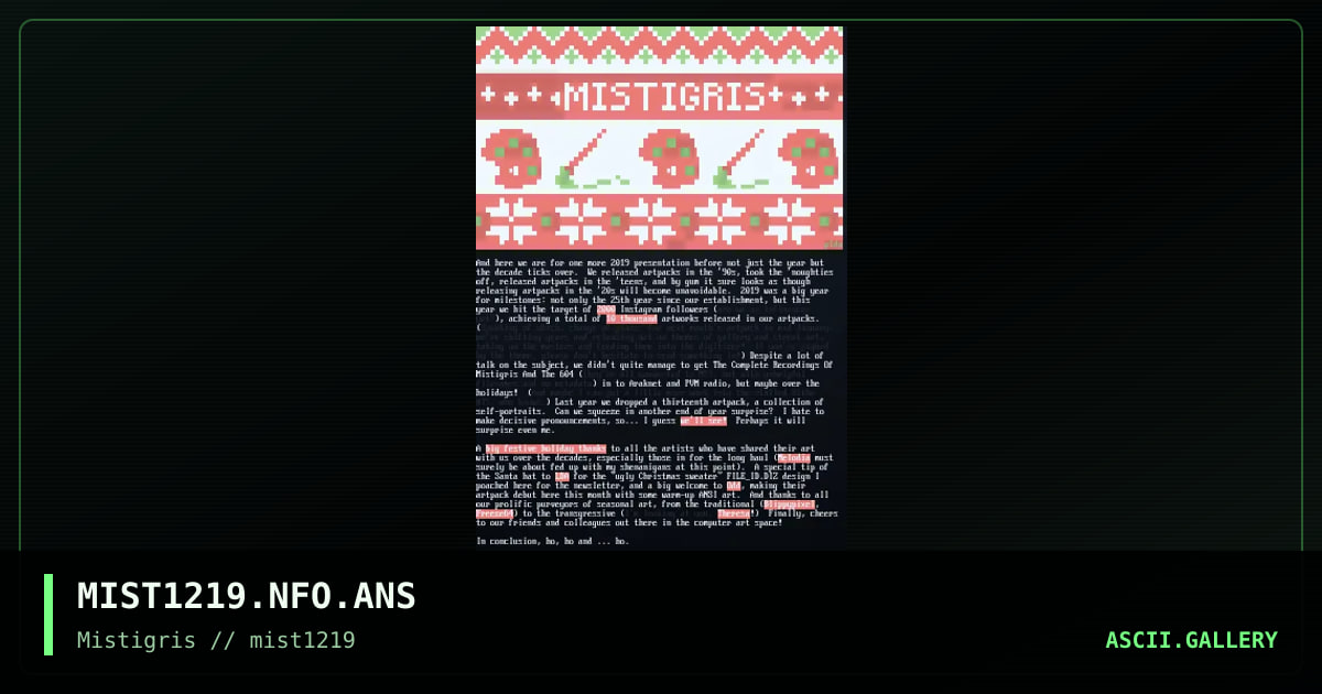 MIST1219 newsletter, by lda, 2019