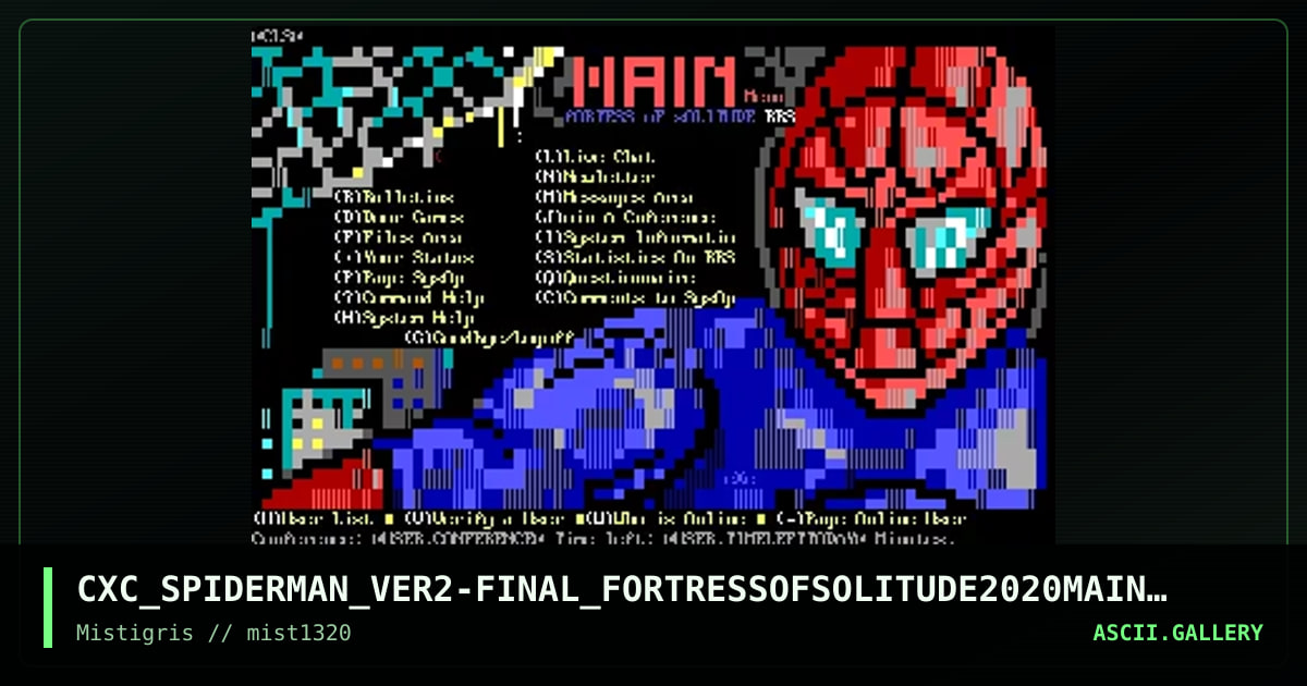 Fortress of Solitude BBS main menu, by coaxcable, 2020