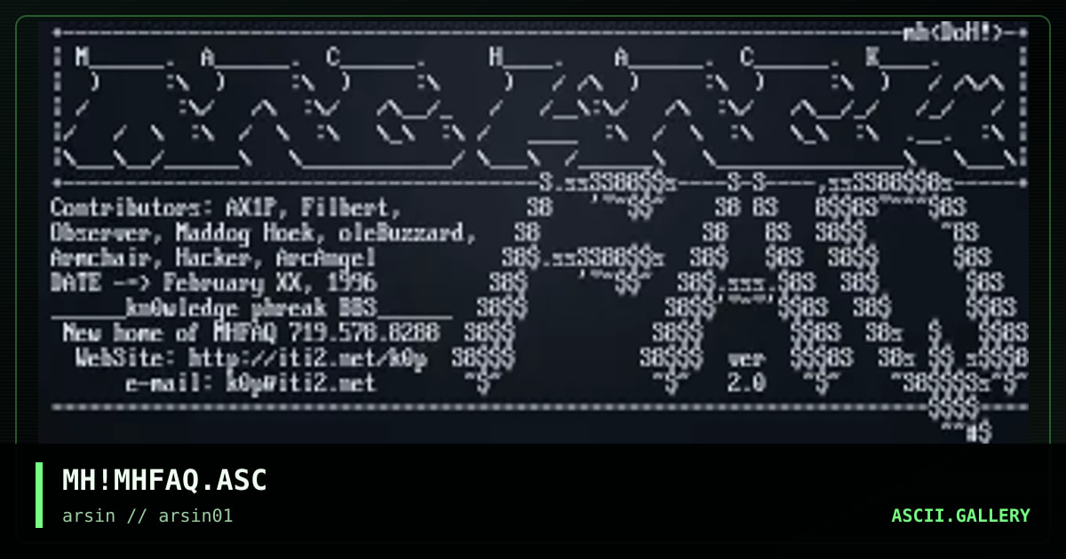 MH!MHFAQ.ASC, by maddog hoek, 1996