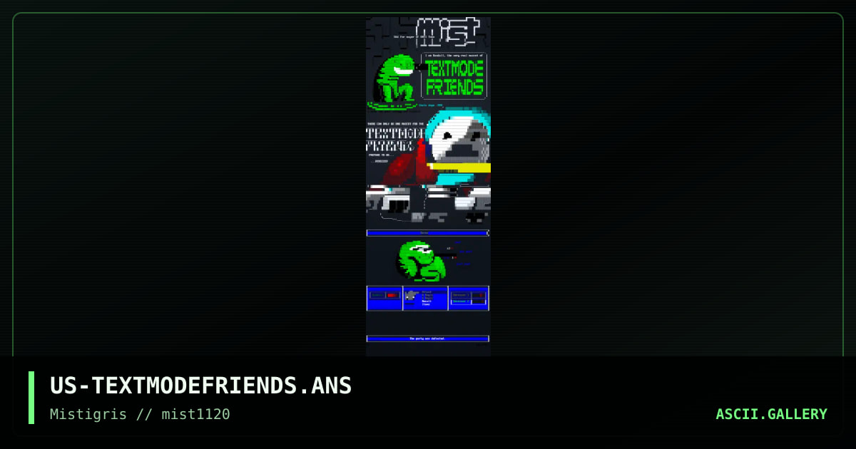 Textmode Friends mascot, by polyducks, mig_moog, oddfirefox, cthulu, 2020
