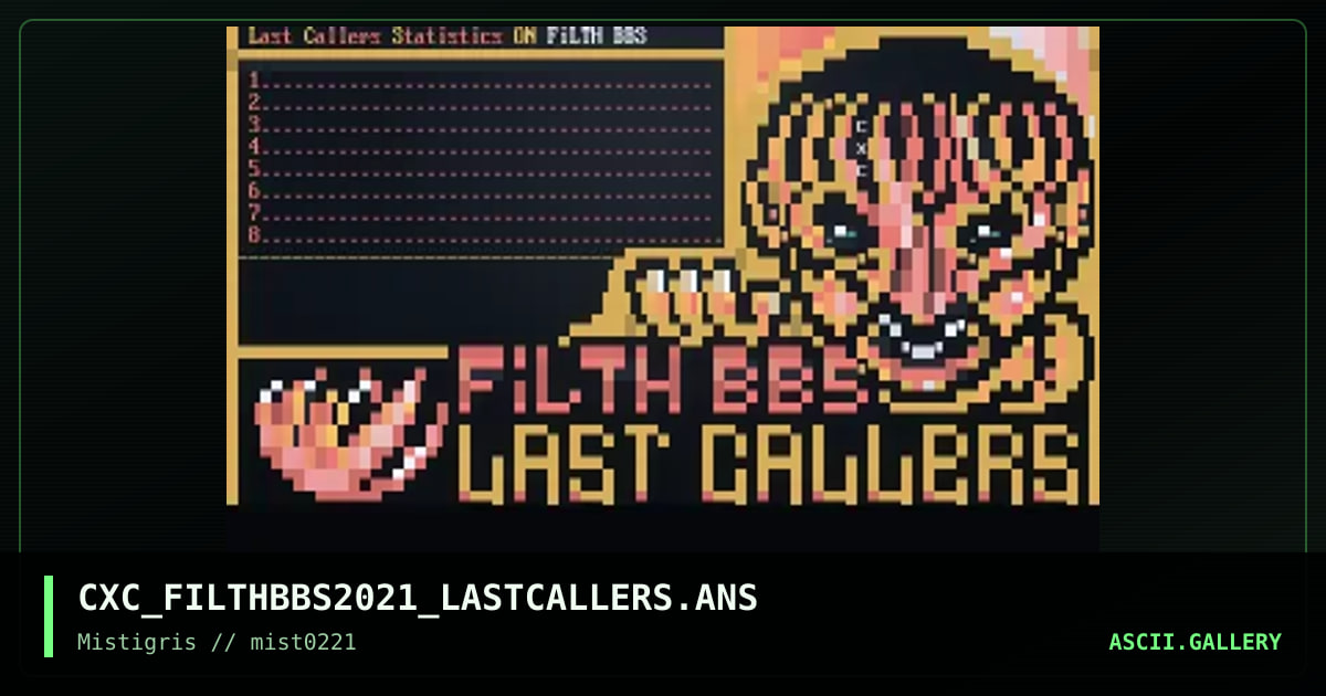 Filth BBS Last Callers, by coaxcable, 2021