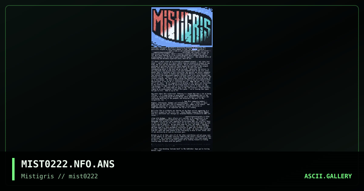 MIST0222 newsletter, by cthulu, zeus ii, 2022
