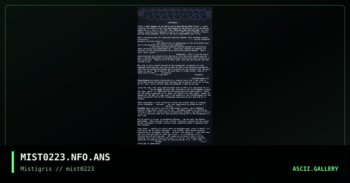 MIST0223 newsletter, by spawn, 2023
