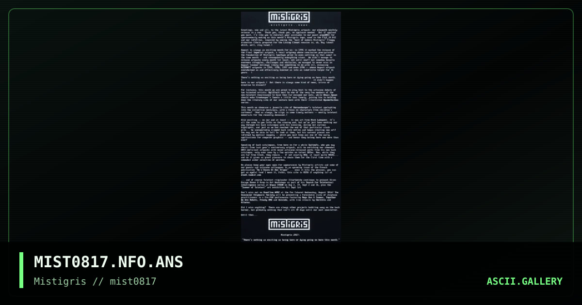 MIST0817 Newsletter, by cthulu, piquansi, 2017