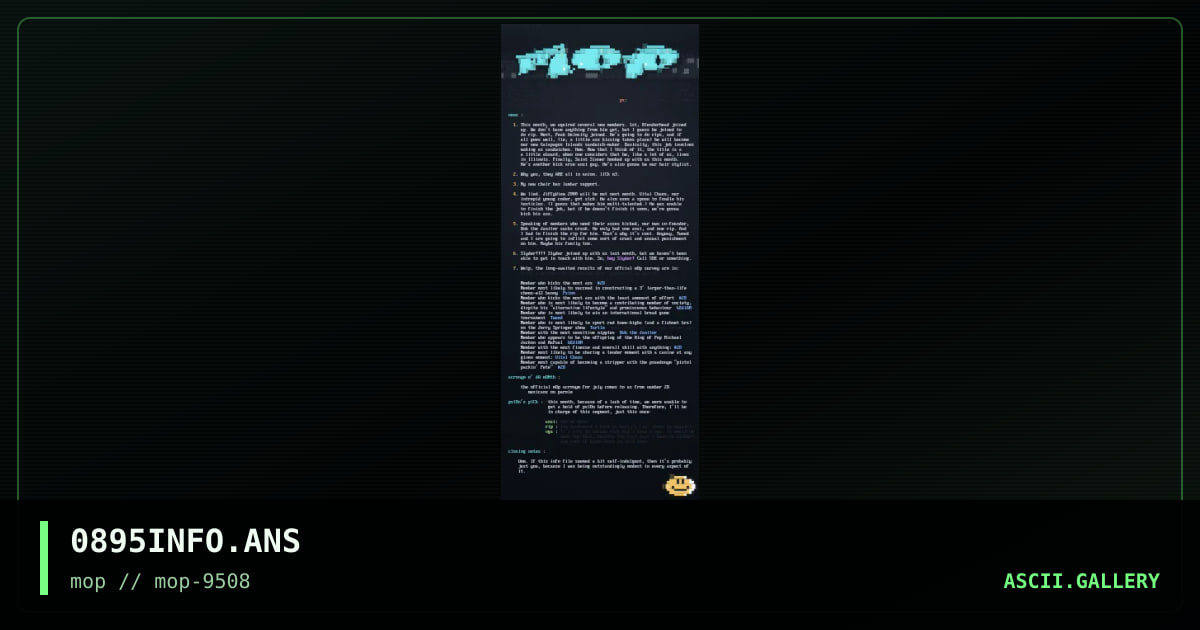 august '95 informational file, by number 28, 1995