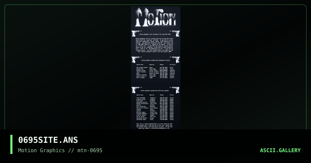 Site Listings, by proze, 1995