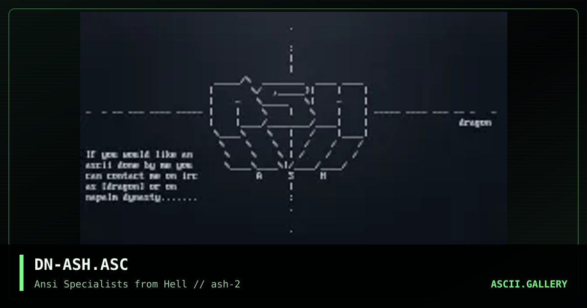 ash ascii logo.., by dragon, 1996