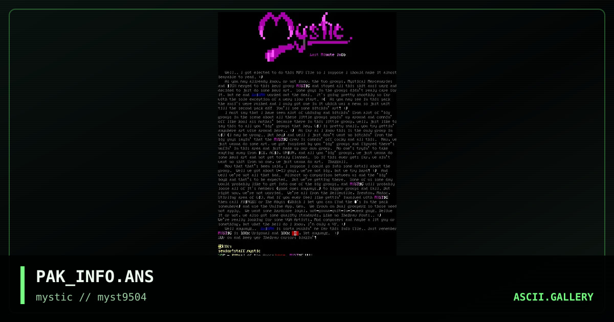 PAK_INFO.ANS, by hornet, 1995