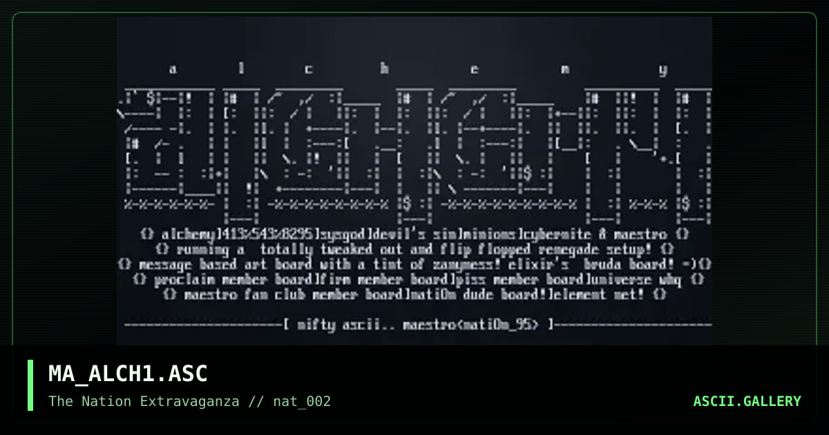 MA_ALCH1.ASC, by maestro, 1995