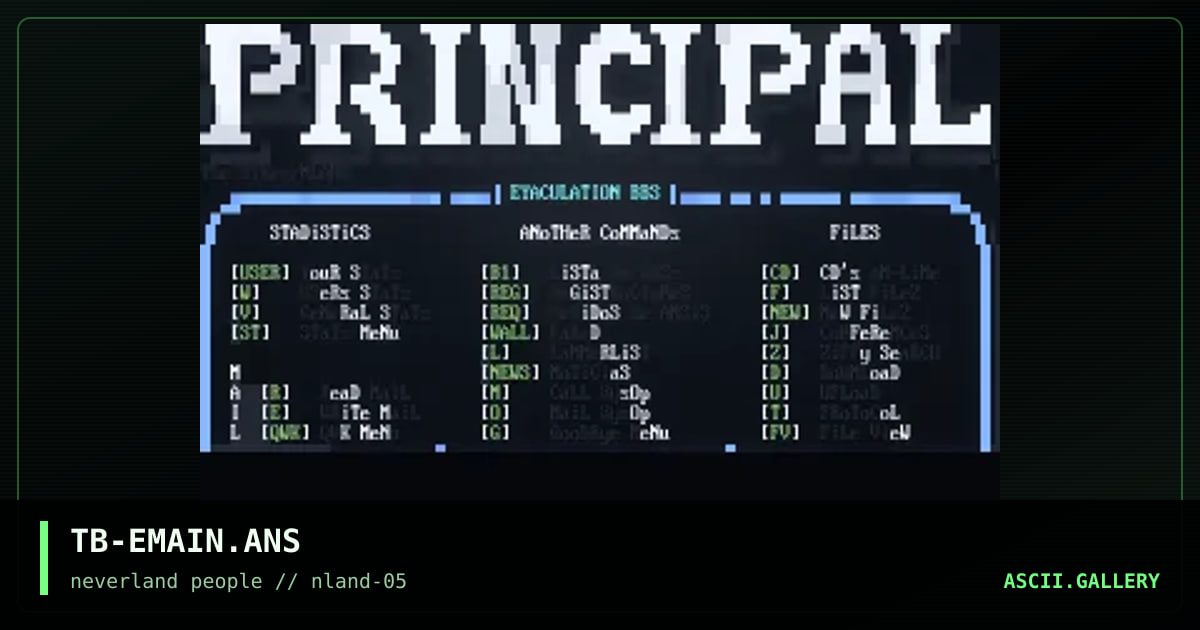 Eyaculation BBS - Main Menu, by the biker, 1996