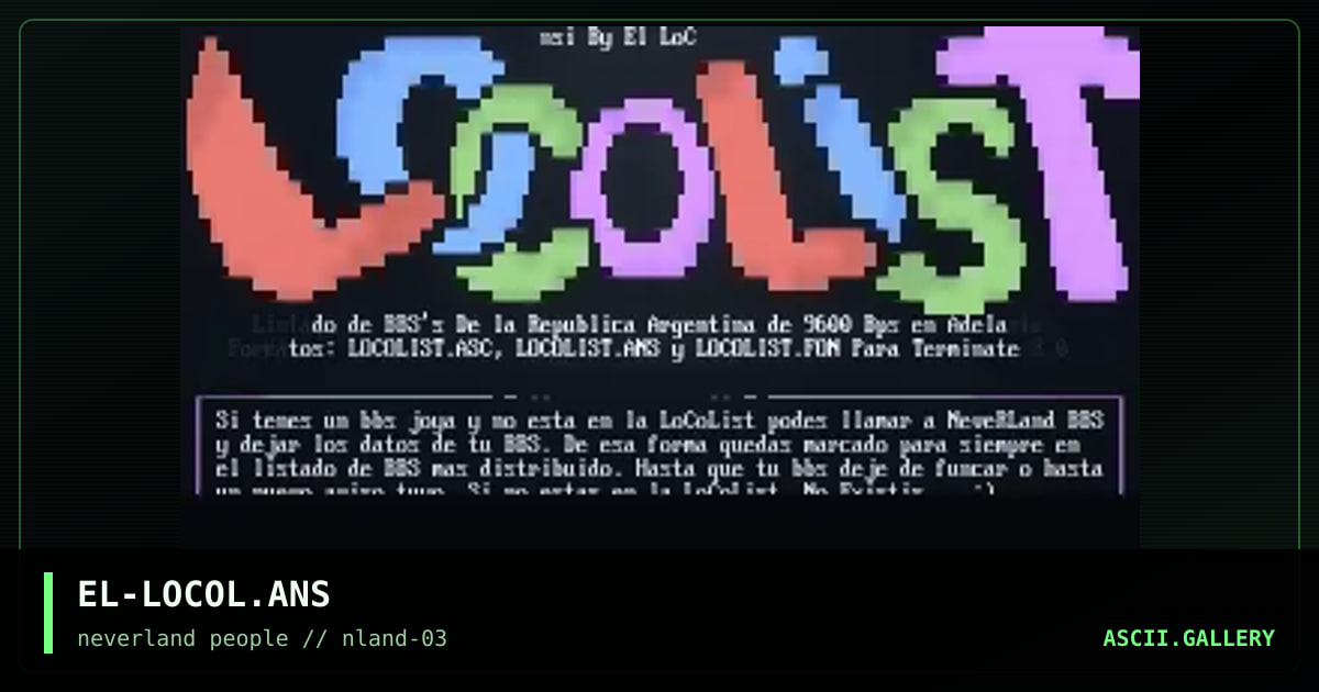 LoCoList Nfo, by el loco, 1996