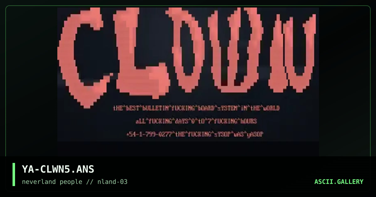 Clown BBS, by yasop, 1996