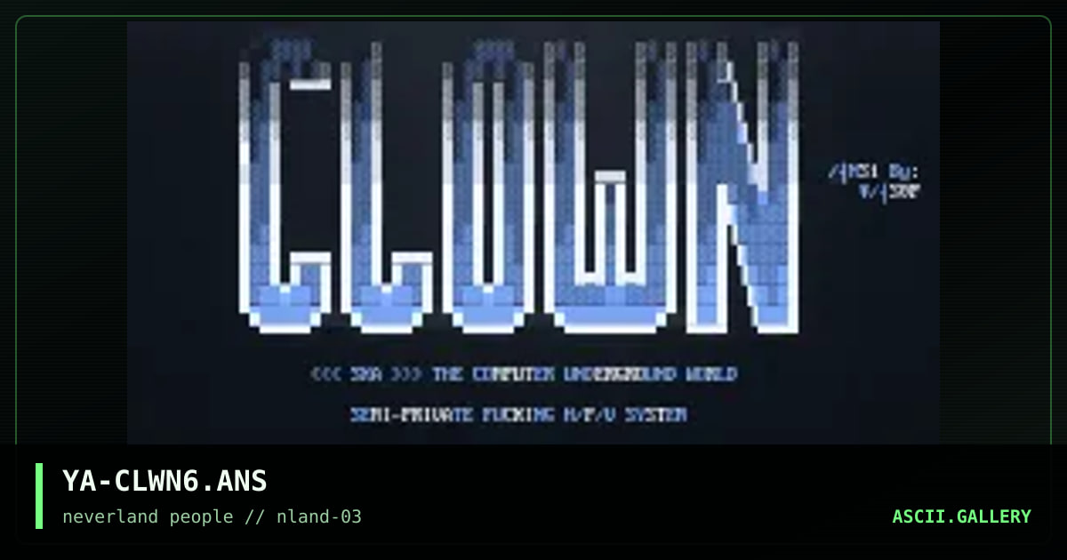 Clown BBS, by yasop, 1996