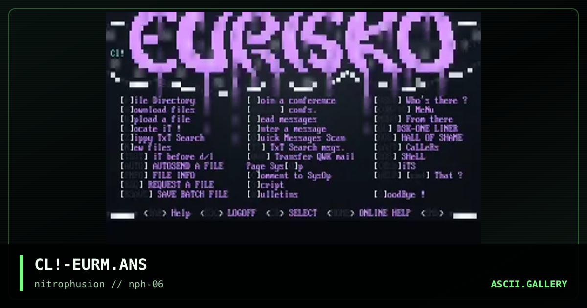 eURISKo mAIn mENu, by cleaner, 1998