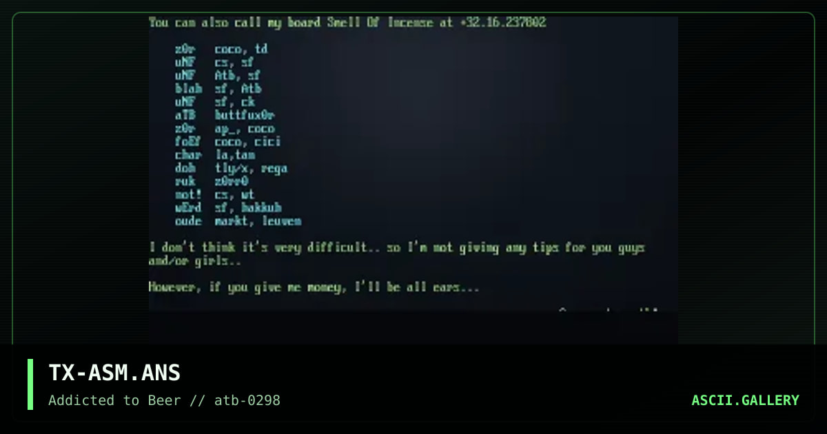 assembler contest, by thorax, 1998