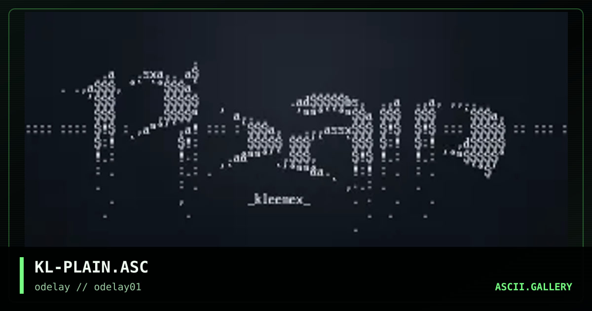 KL-PLAIN.ASC, by kleenex, 1996