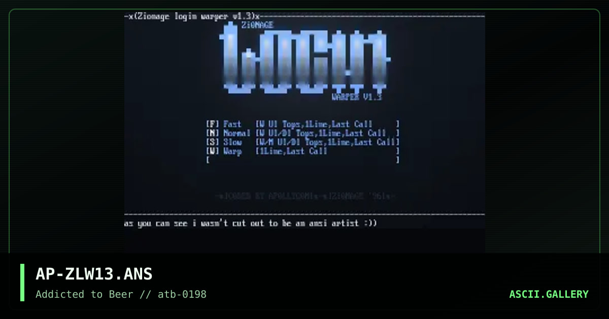 zionage login warper 1.3, by appel, 1998