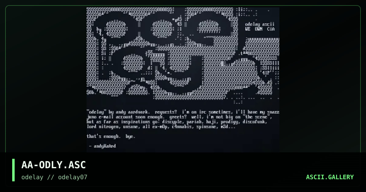 AA-ODLY.ASC, by andy aardvark, 1997