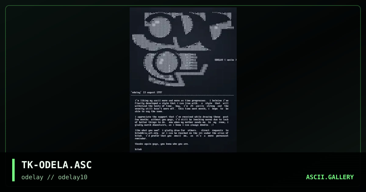 TK-ODELA.ASC, by tek, 1997