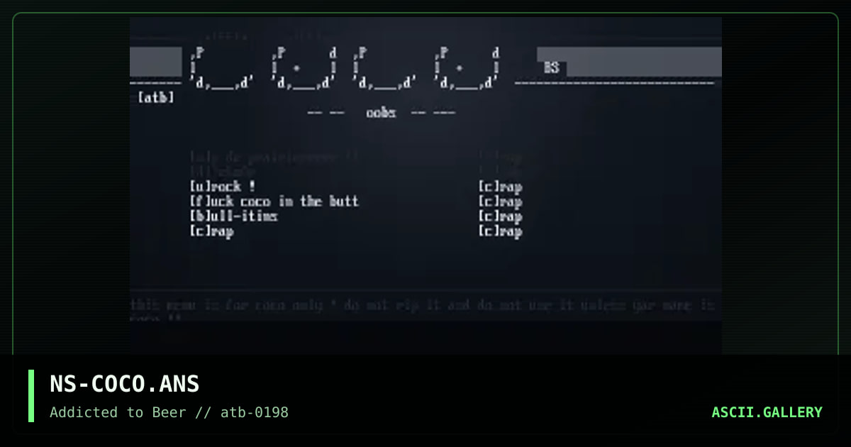 coco's bbs menu, by nightstalker, 1998