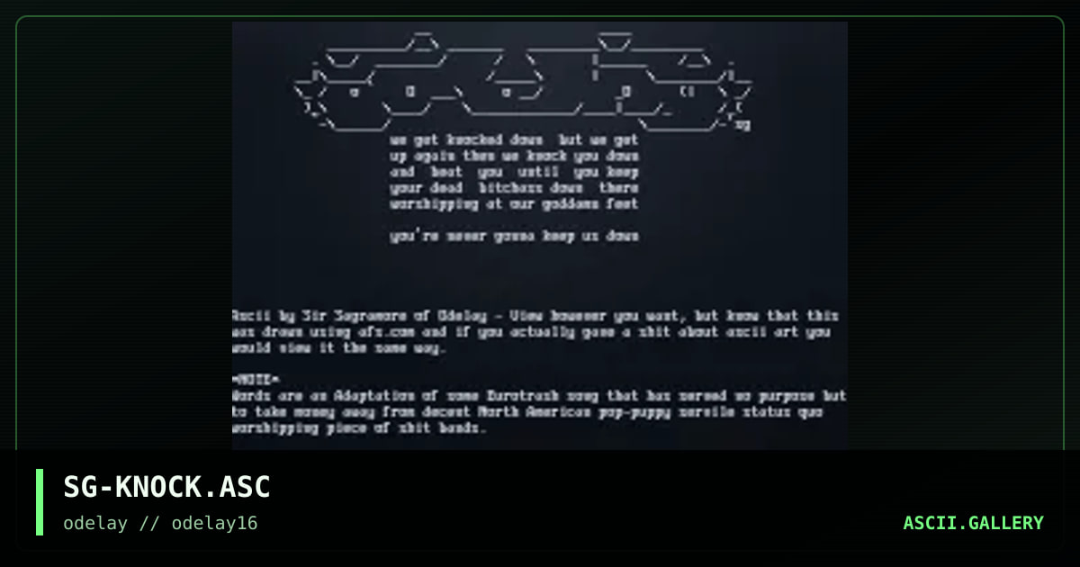 SG-KNOCK.ASC, by sagramore, 1998