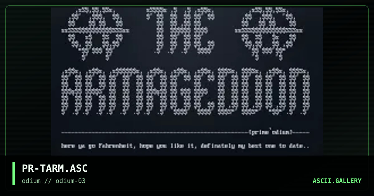 The Armageddon, by prime, 1996