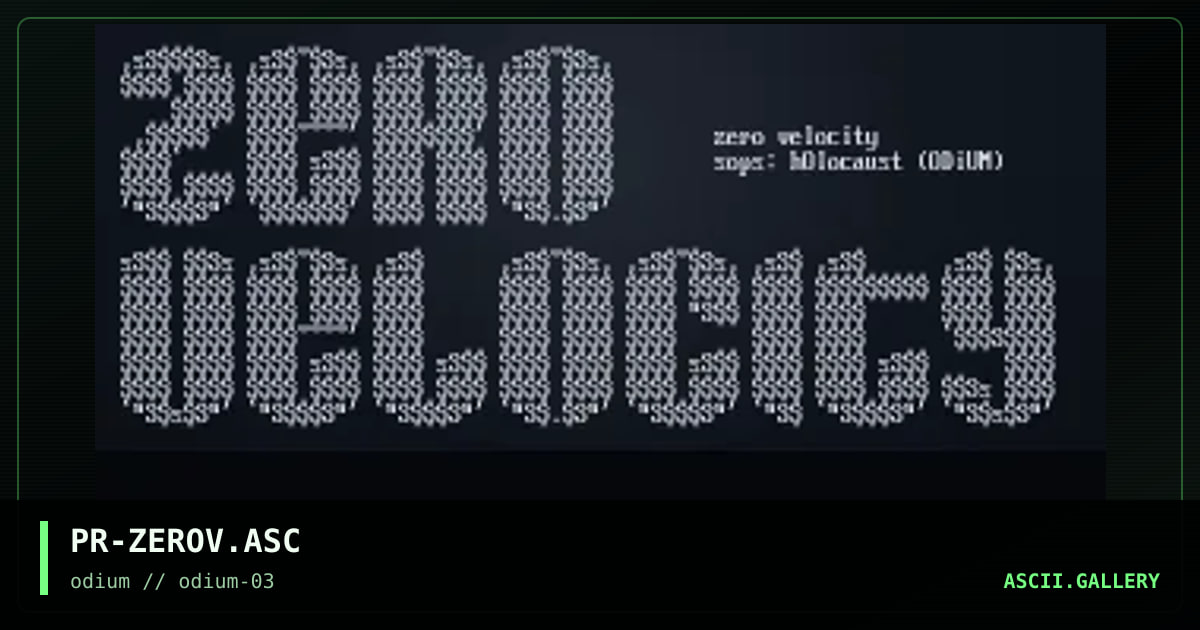 Zero Velocity, by prime, 1996