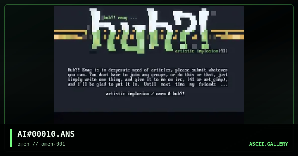 huh?!, by artistic implosion, 1996