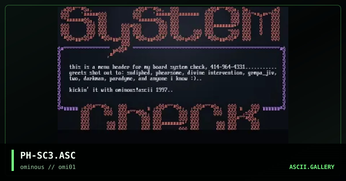 system check ascii #3, by direct, 1997