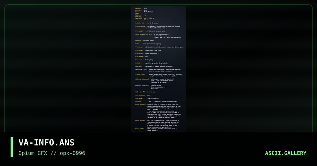 Some Info About Me, by vain, 1996