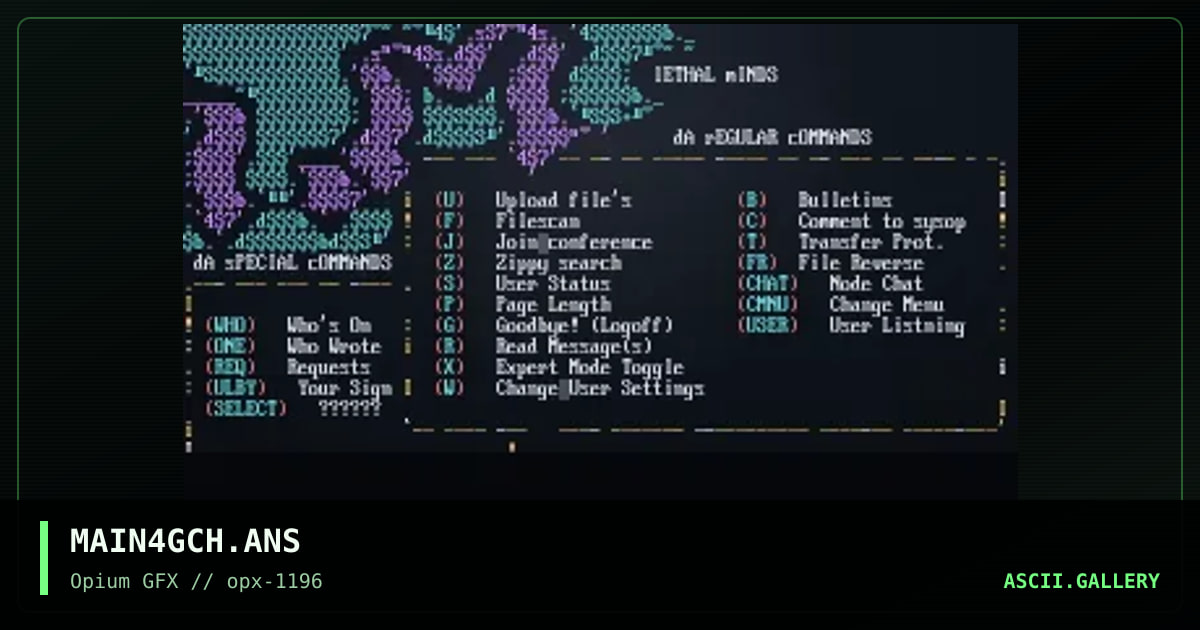 Lethal Minds Main Menu, by rimfire, 1996