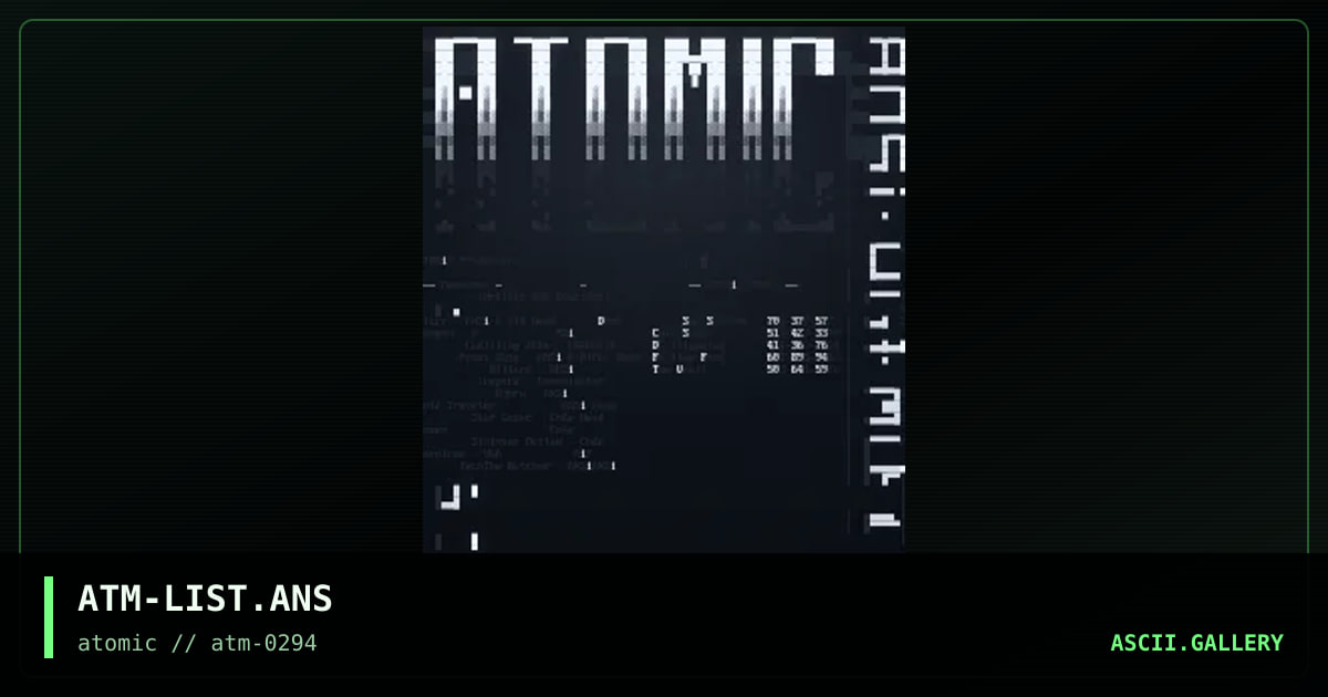 ATM-LIST.ANS, by atomic, 1994