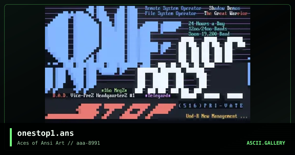 onestop1.ans, by shadow demon, 1991