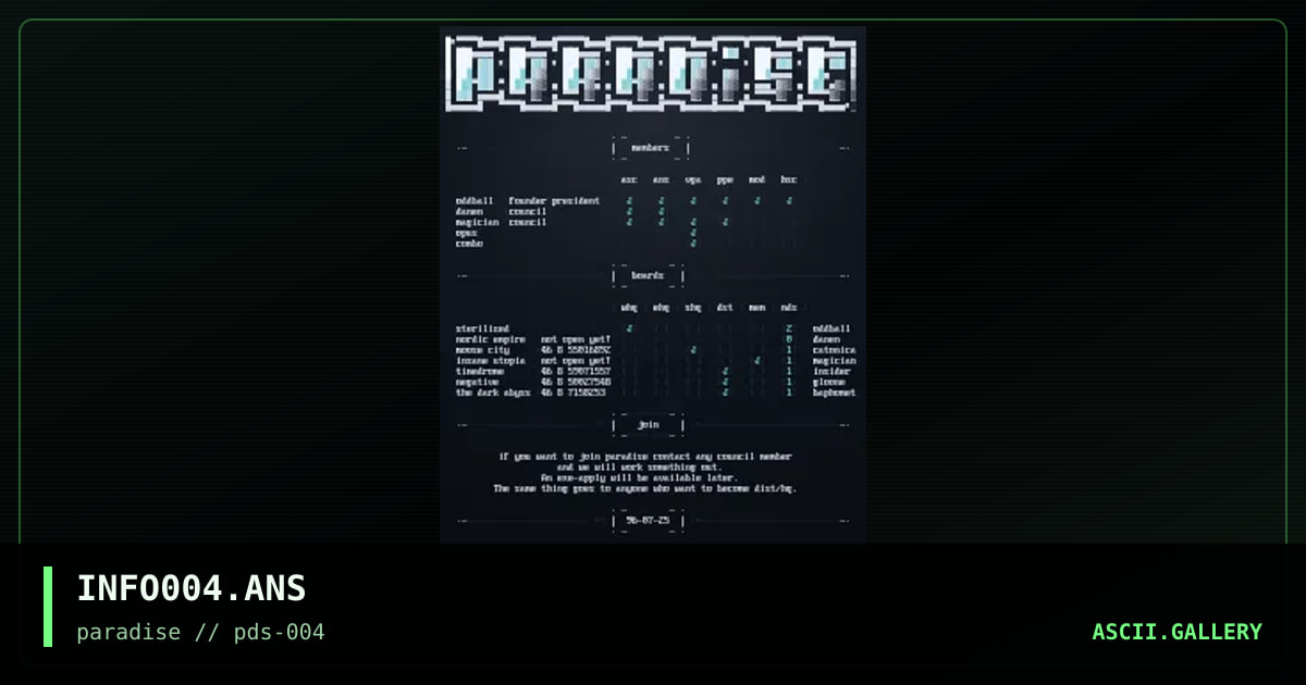 paradise info #4, by oddball, 1996