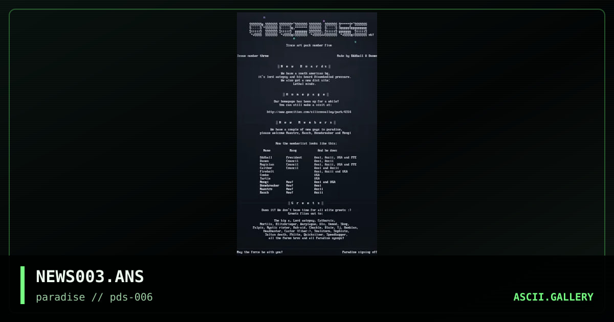 NEWS003.ANS, by oddball, 1996