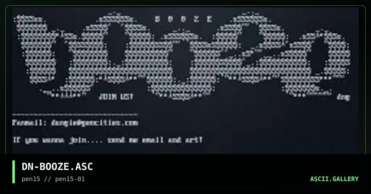 DN-BOOZE.ASC, by dungie, 1998