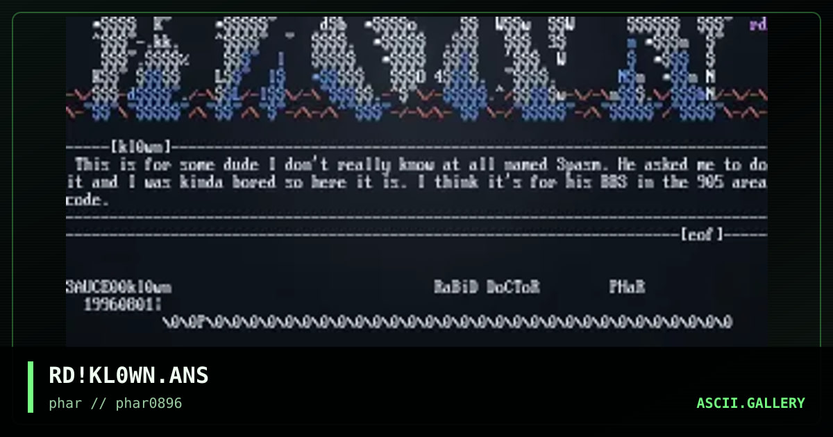 RD!KL0WN.ANS, by rabid doctor, 1996