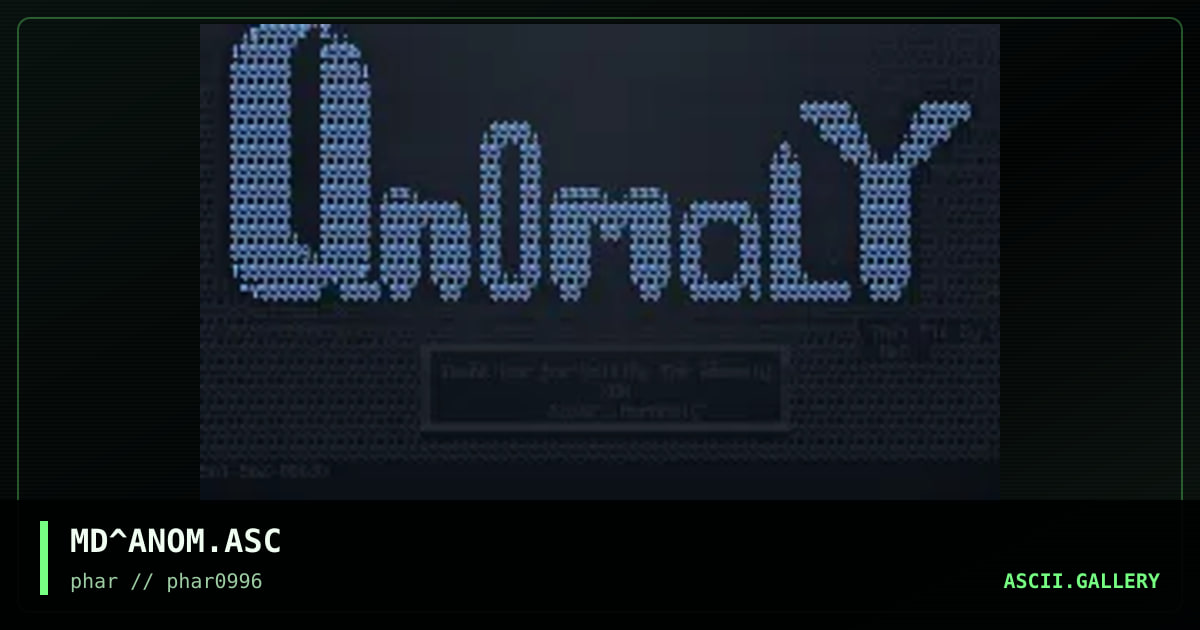The Anomaly, by mud, 1996