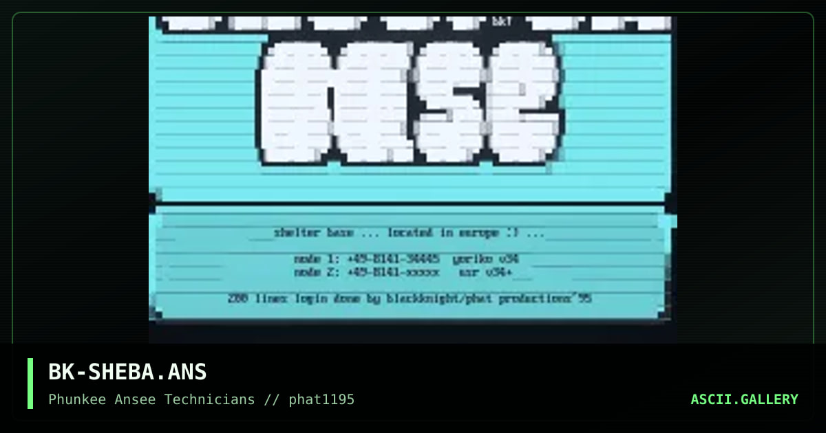 SHELTER BASE login, by blackknight, 1995