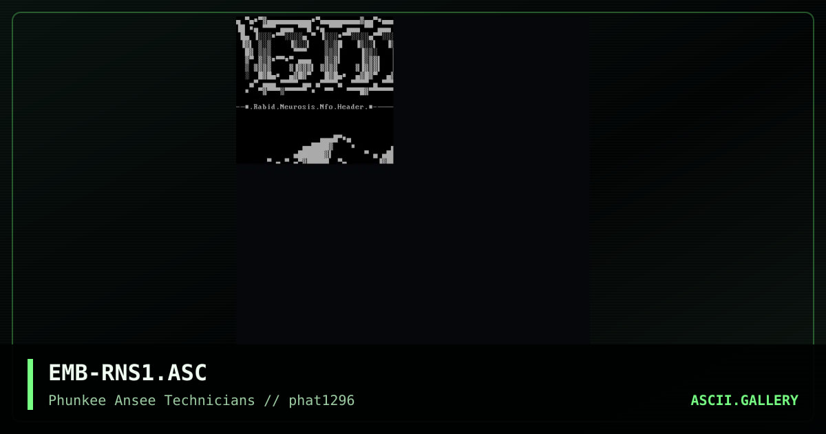 Rabid Neurosis96 Nfo header, by emberman, 1996