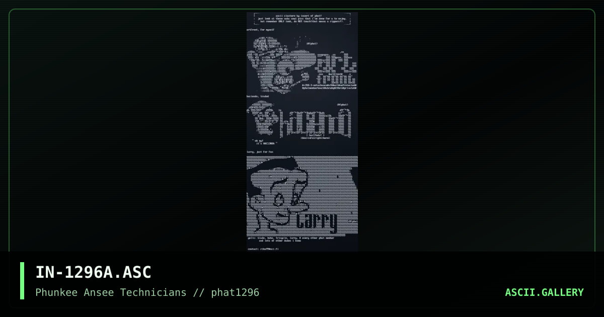 ascii cluster #i 1296, by insert, 1996