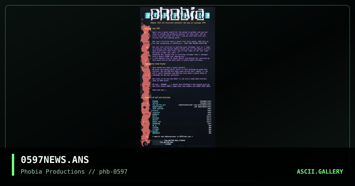 phobia news may 1997, by poffelipoff, 1997