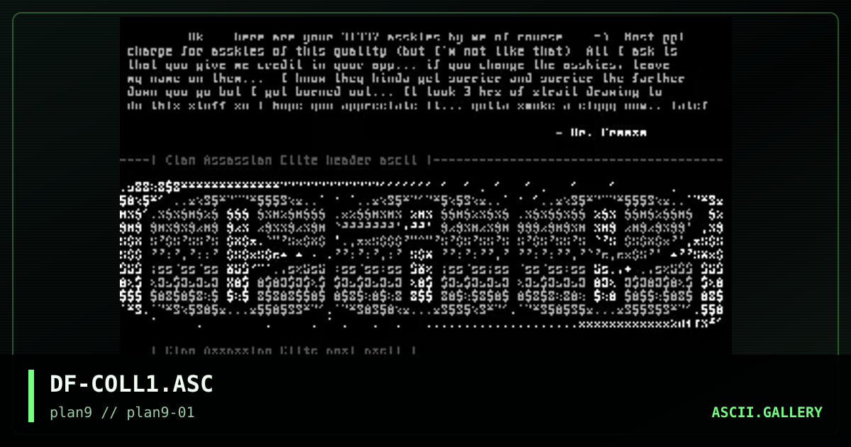 Colly of asciis for an app, by dr freeze, 1997