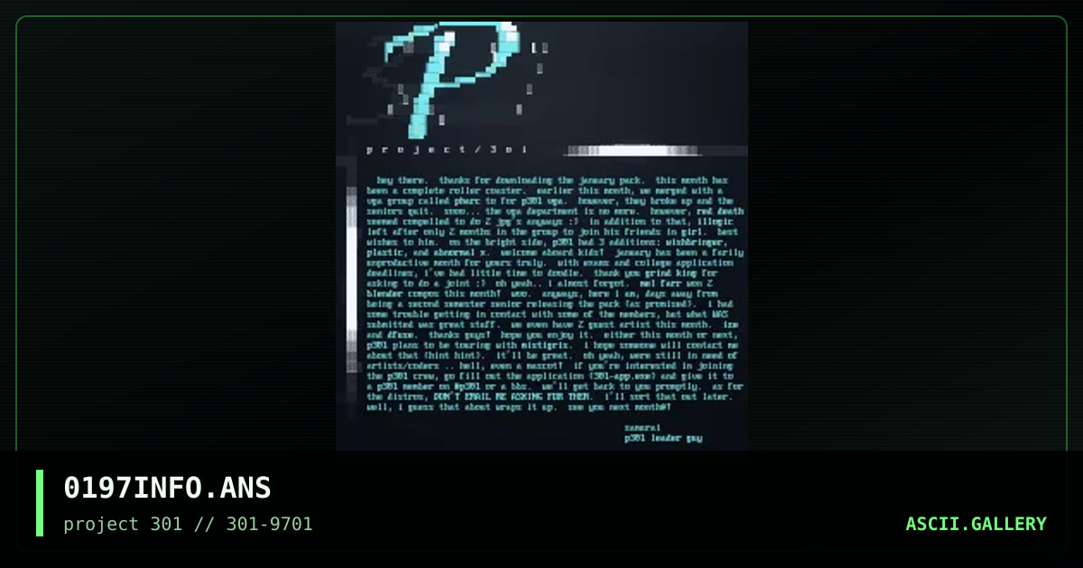 project301 january 1997 news, by samurai, 1997