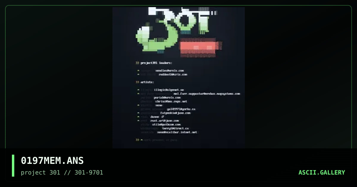 project301 january 1997 member list, by samurai, 1997