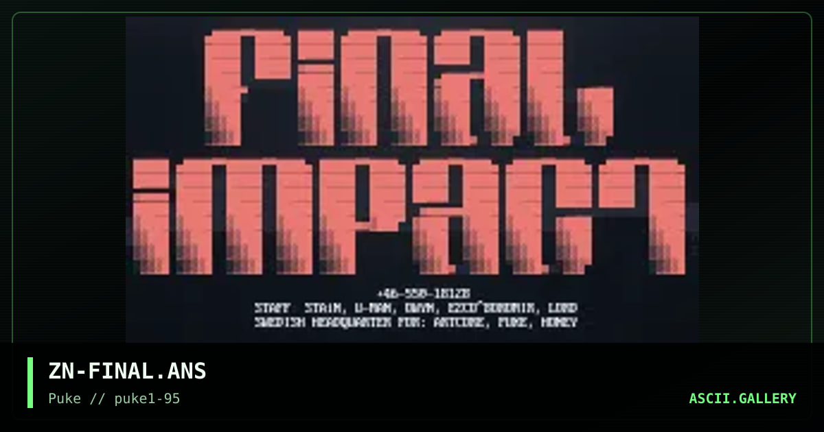 Final Impact, by zone, 1995