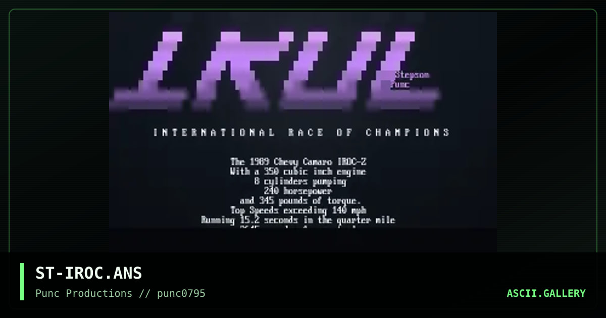 ansi for some shitty car, by stepson, 1995
