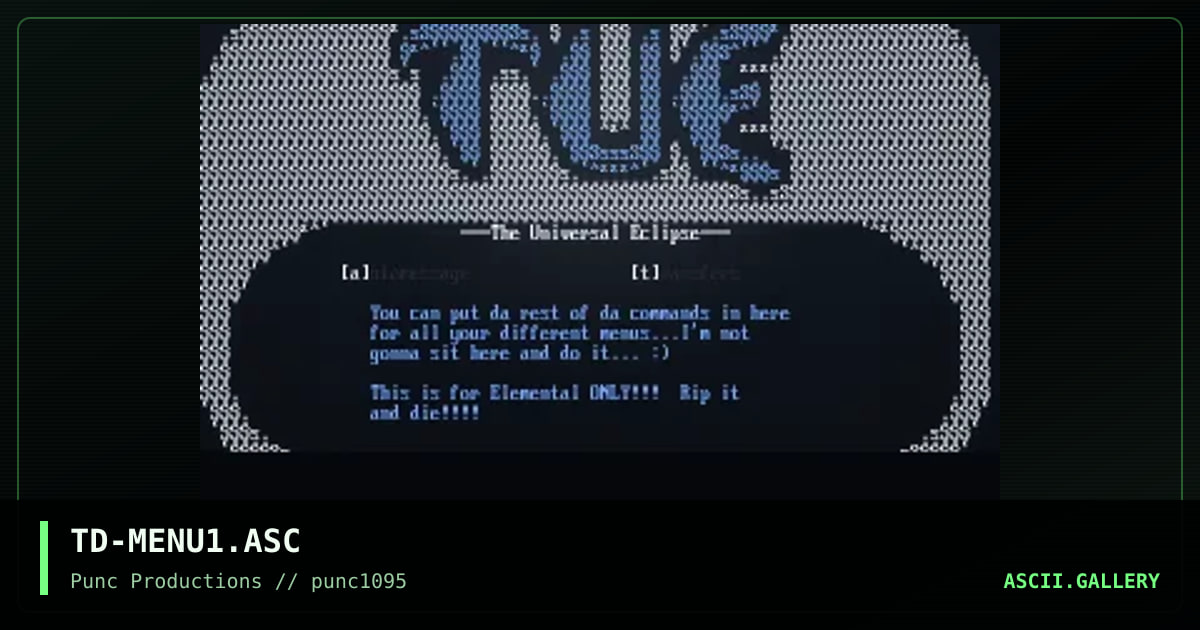 the universal eclipse menu temp., by totally destroyed, 1995
