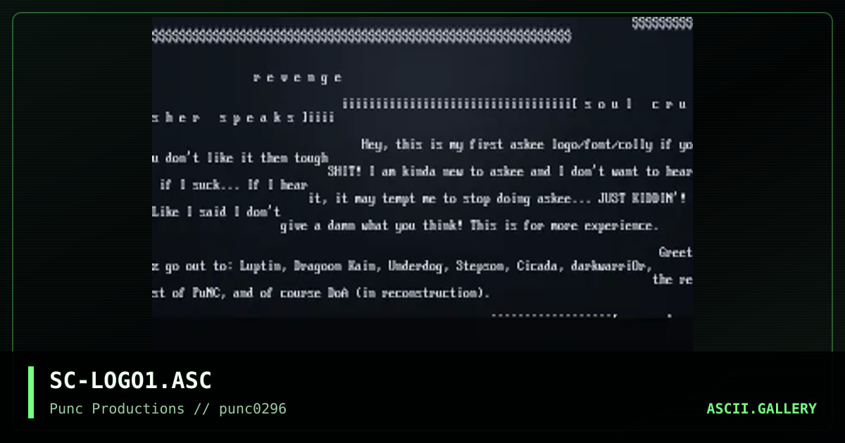 ascii logo colly, by soul crusher, 1996