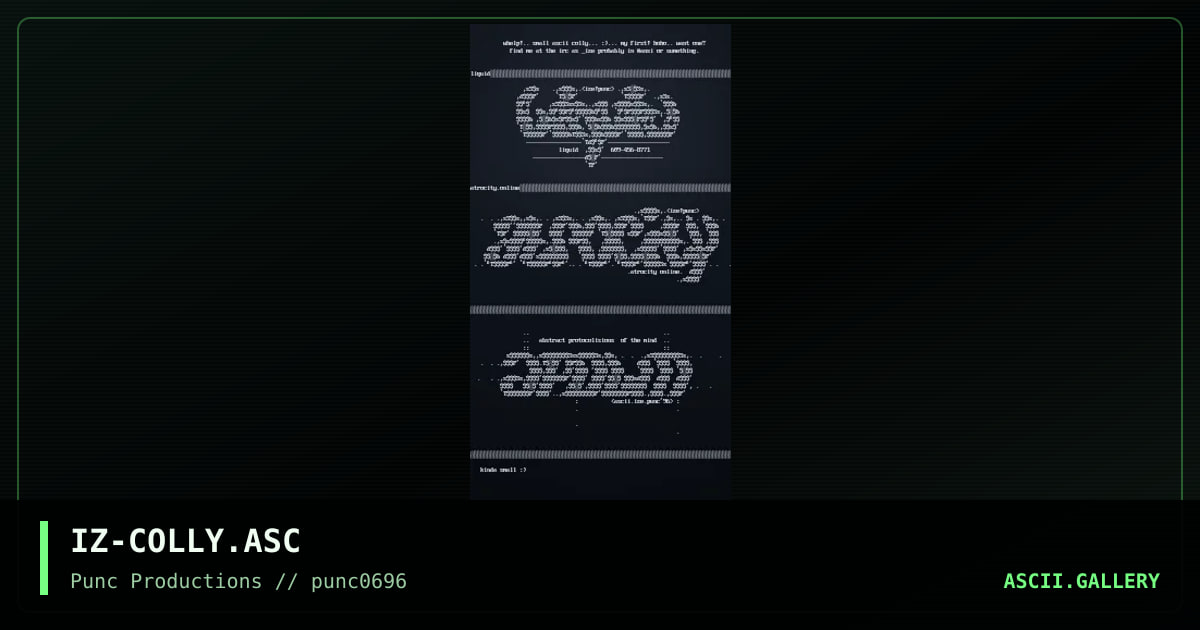 ascii colly no#1, by ize, 1996